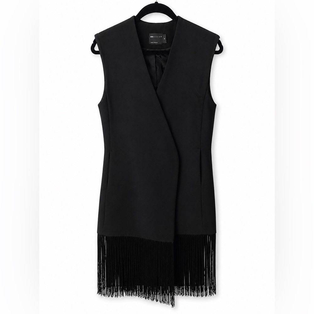 Fringe black tuxedo dress